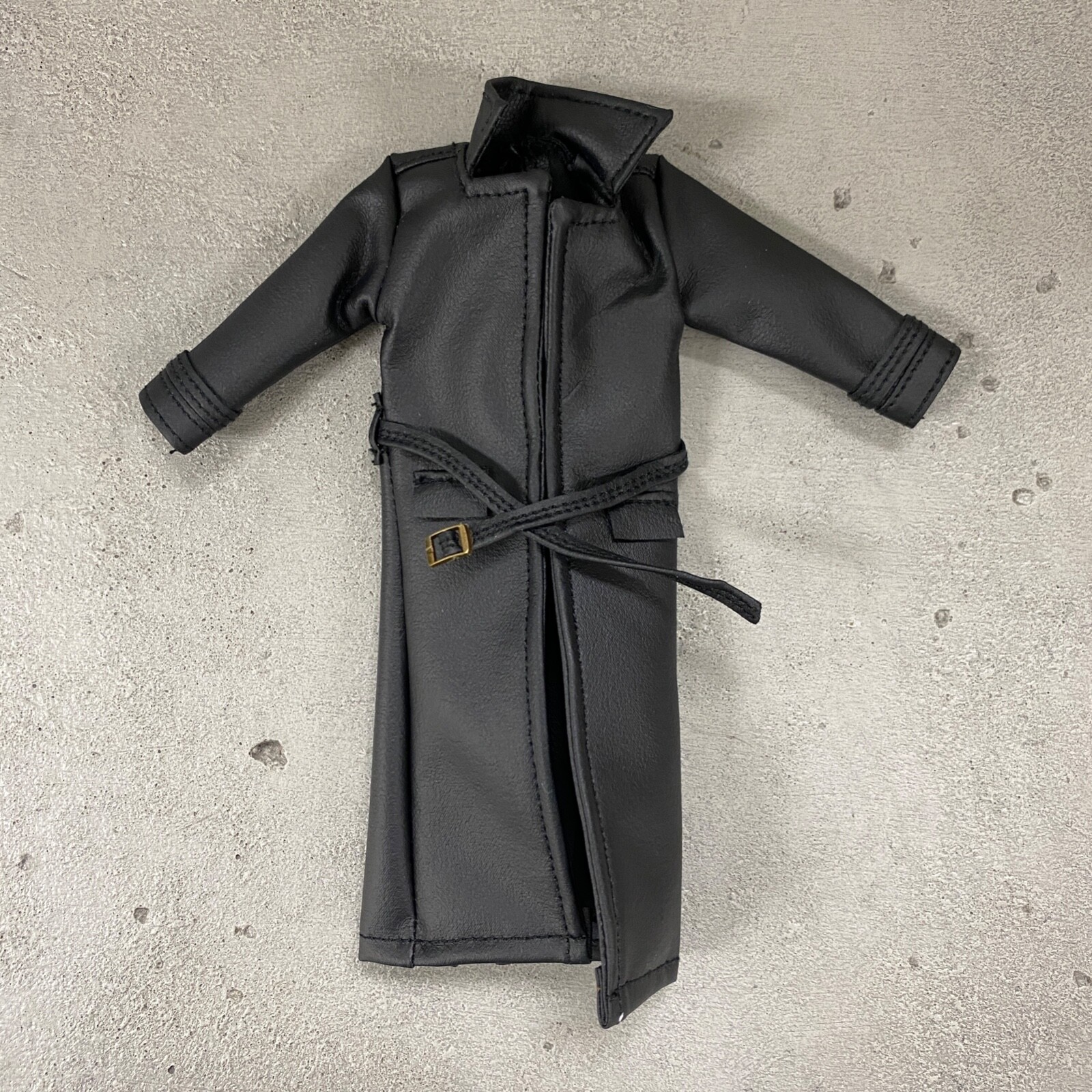 PB-LTC-BLK: 1/12 Black Wired Faux Leather Trench Coat for 6&Prime; action figures