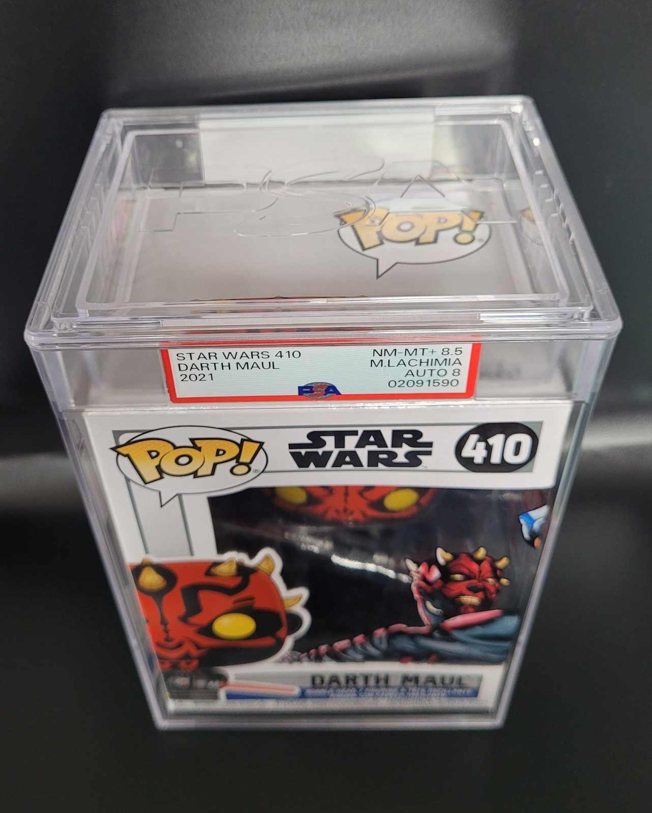 Funko Pop! Star Wars Darth Maul #410 Autographed M.Lachimia PSA 8.5 2021