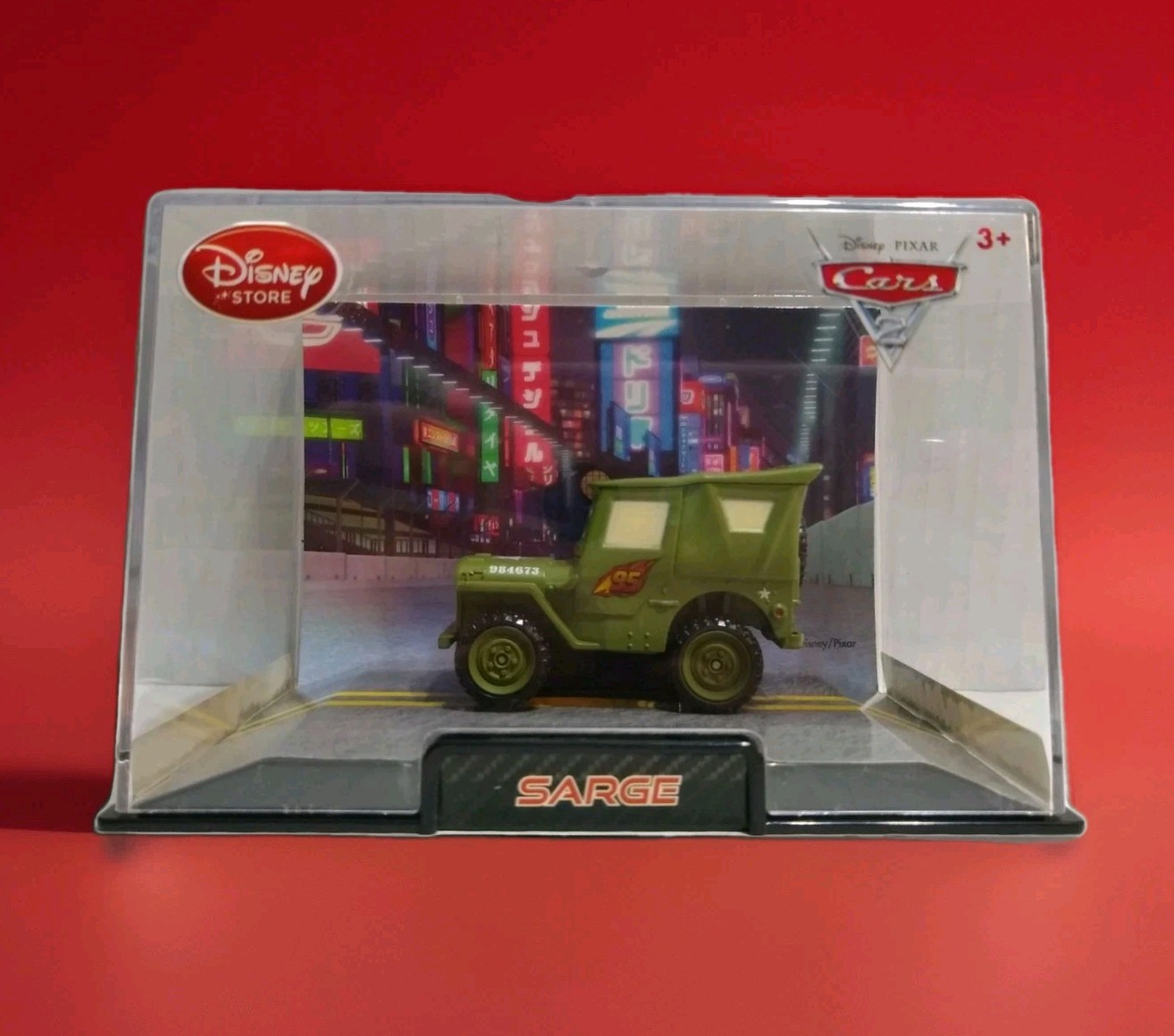 Disney Pixar Cars 2 SARGE Jeep Disney Store Excl. Diecast in Display Case 1:43