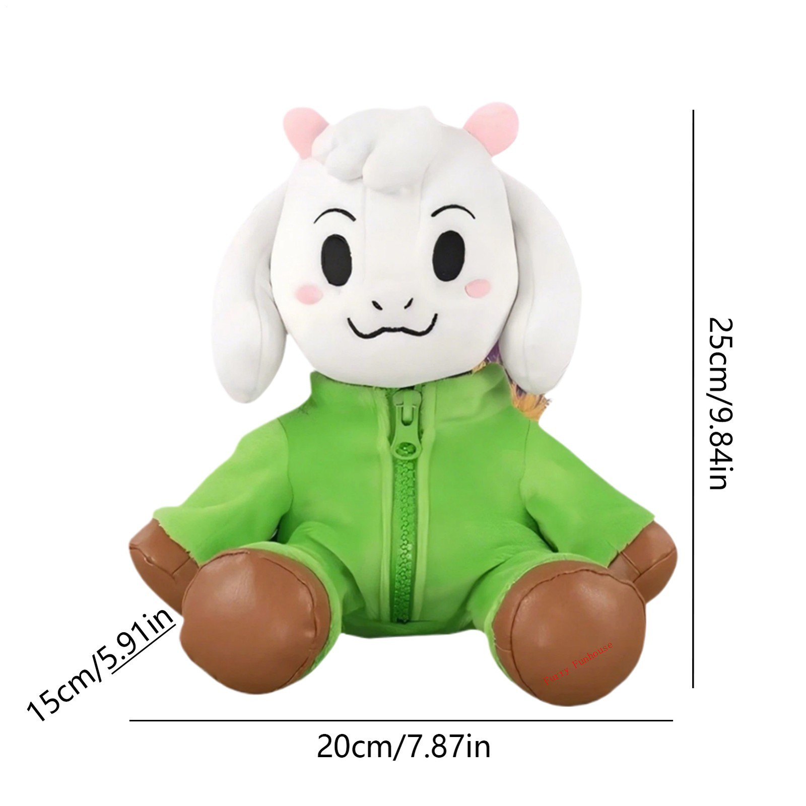 Deltarune Ralsei Plush With No Hat Green Fur Glasses & Scarf Fashion Plush Toy