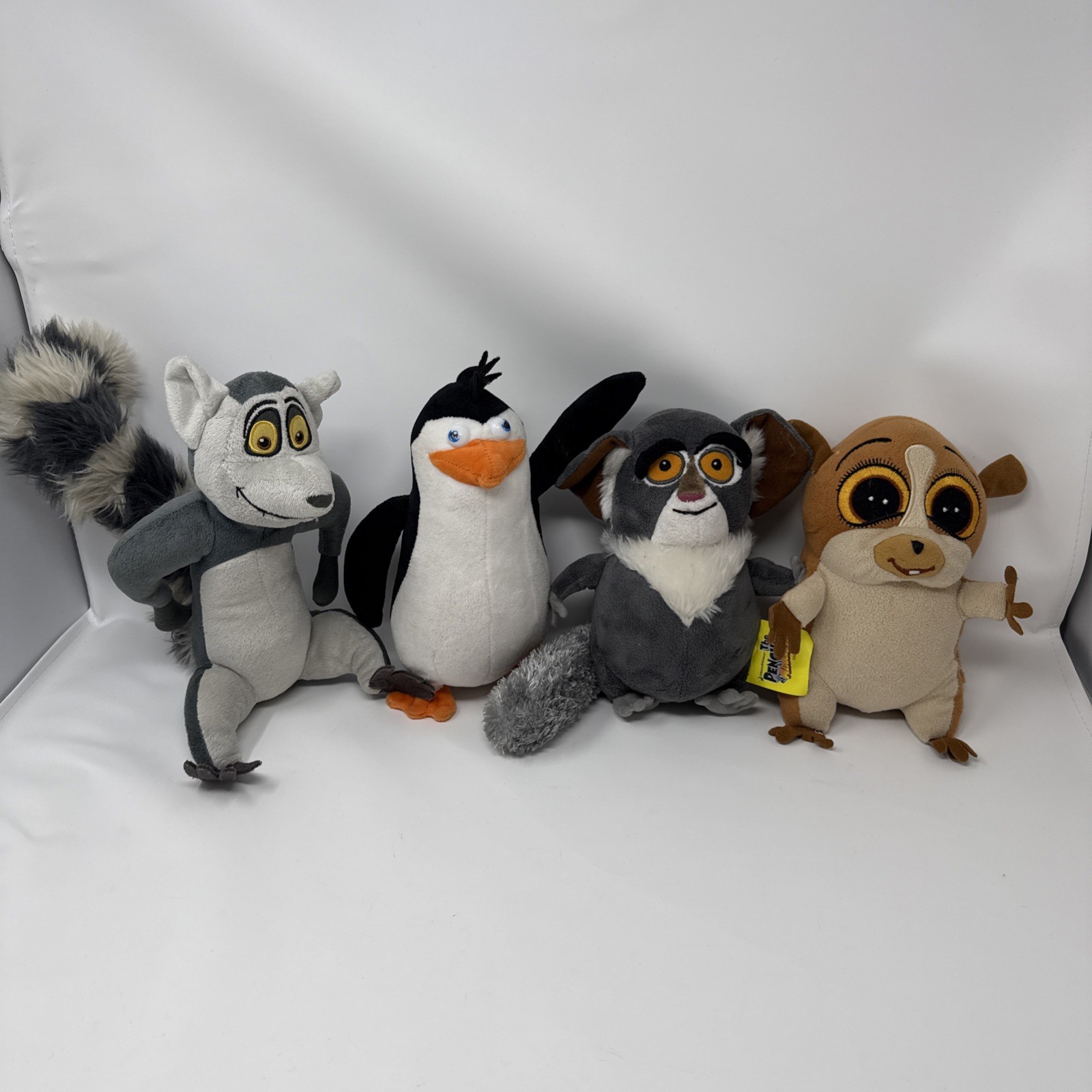 King Julian, Mort the Lemur, Maurice, Penguin from Madagascar Lot 4 Plush 8-12”