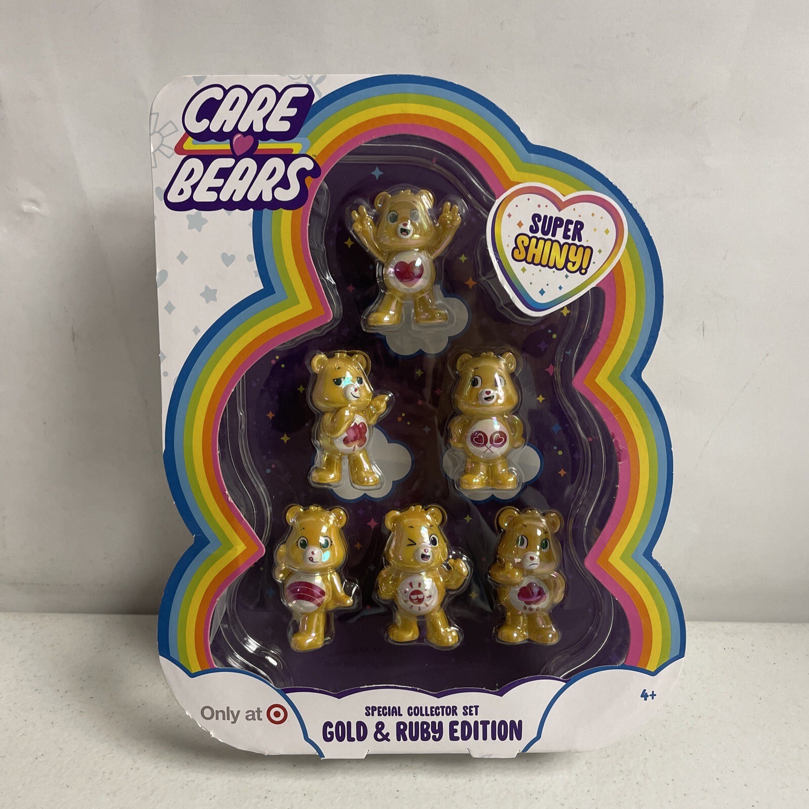 Care Bears Super Shiny Gold & Ruby Edition Collector 6-Pack New