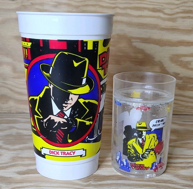 Vtg 1990 Dick Tracy Rad Rollers Action Marbles McDonalds & Small Drink Cup LOT