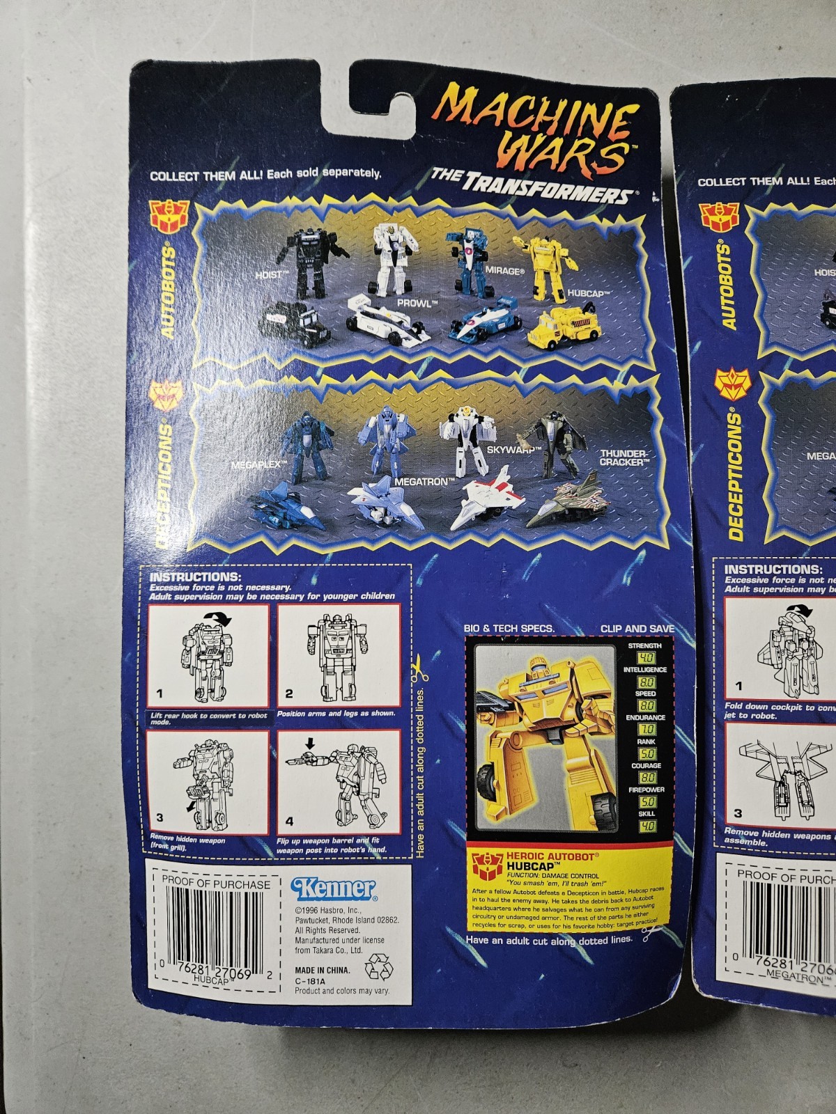 MACHINE WARS Evil Decepticon MEGATRON & HUBCAP by Hasbro 1996 Kenner NIB LOT 2