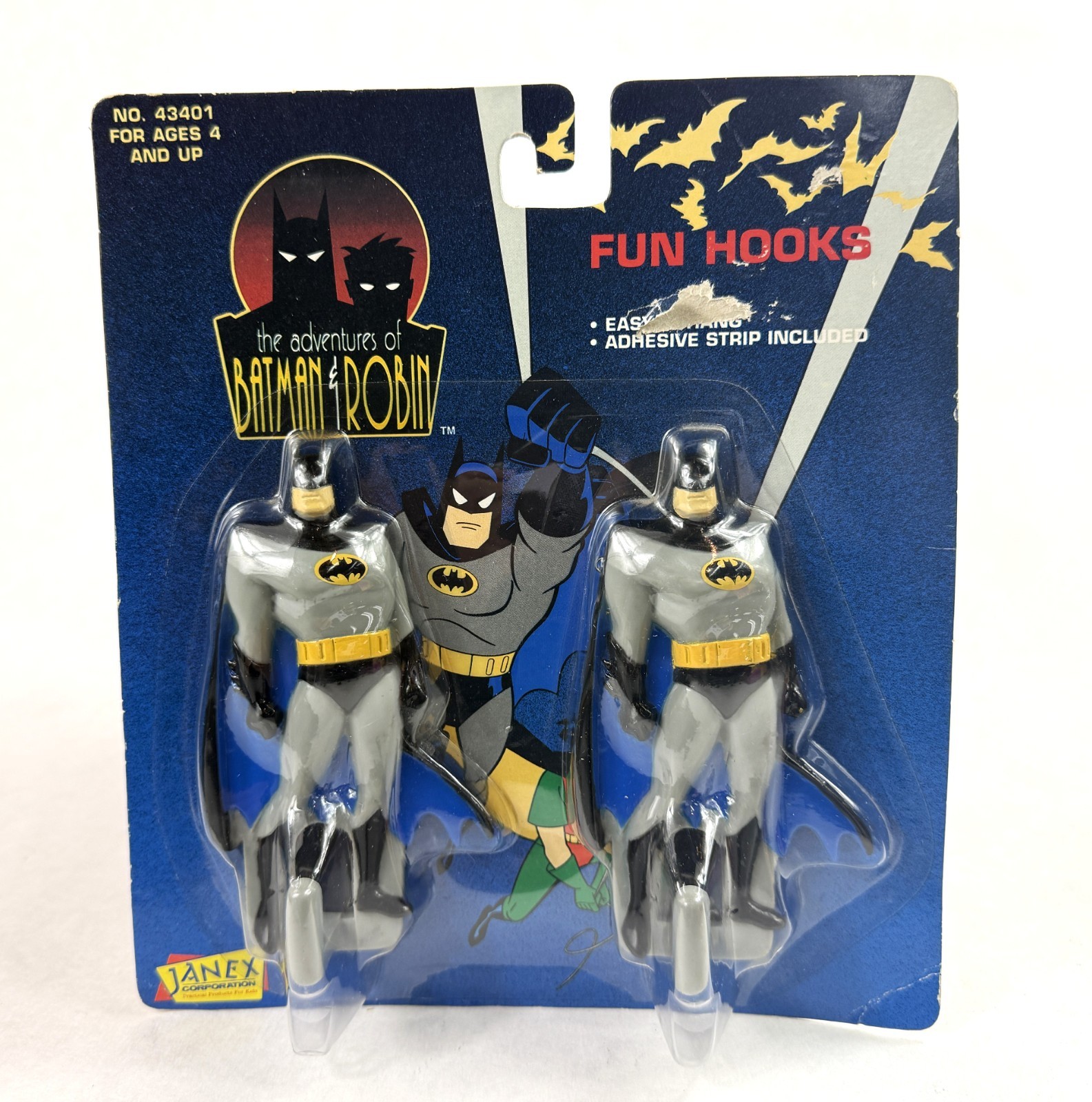 Adventures Of Batman & Robin Vintage Fun Hooks Set New 1995 Janex DC Comics