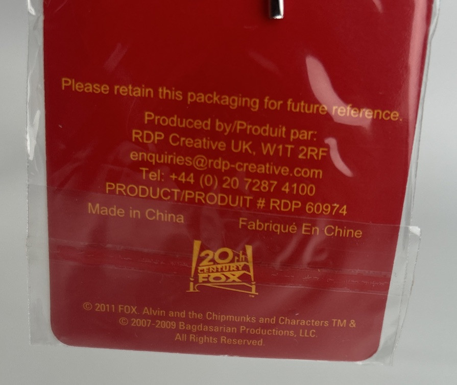 Alvin & The Chipmunks Rubber Bendable Keychains (Lot Of 4) 20th Century Fox, NEW