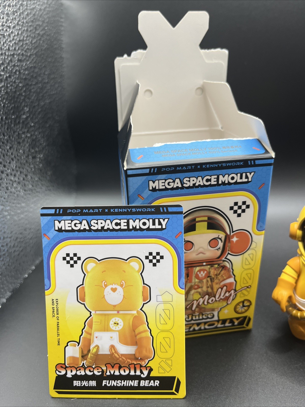 POP MART Mega Space Molly 100% Funshine Bear Figure Authentic Blind Box Open Box