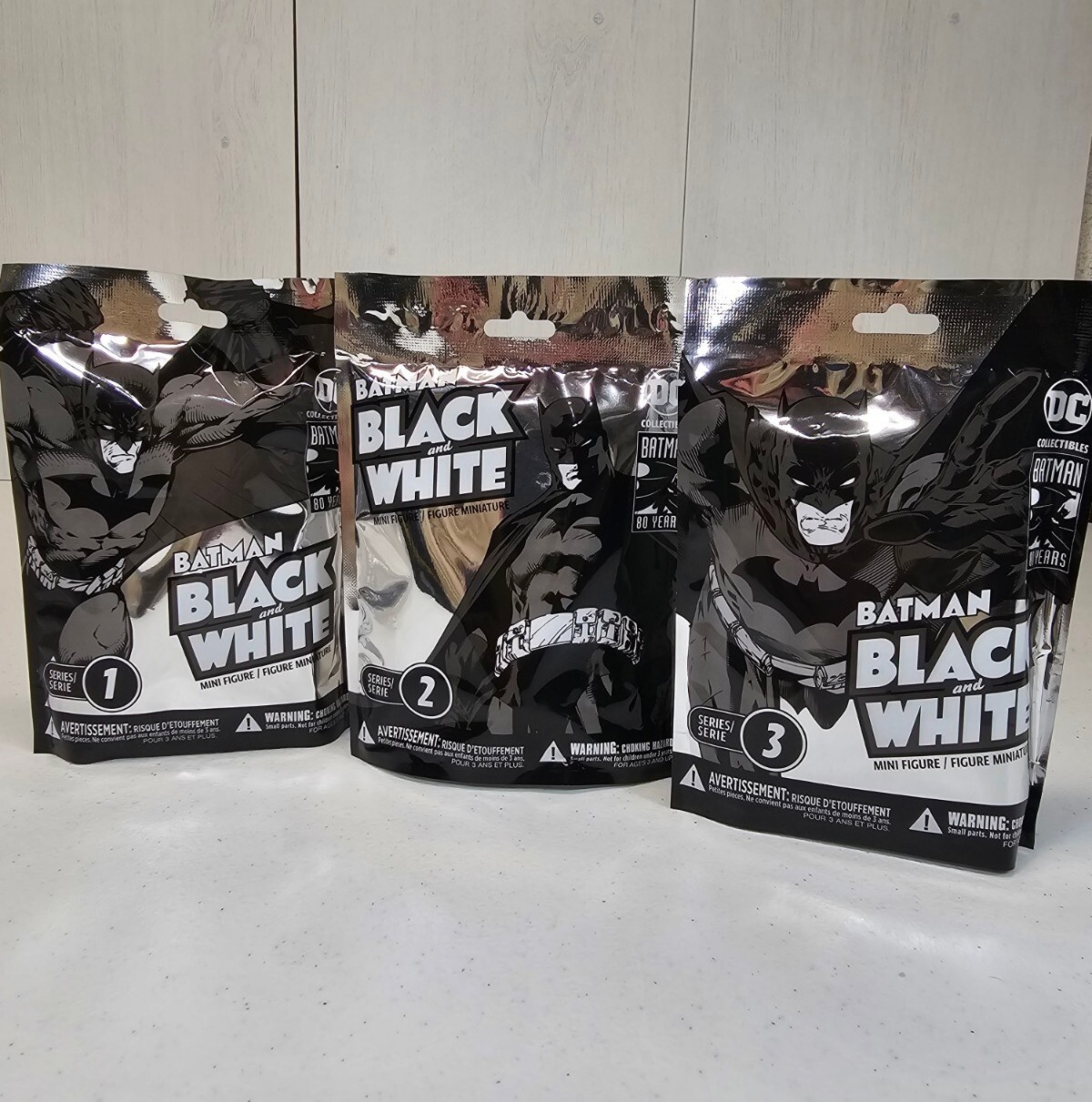 Batman Black and White 3 Mini Figures Series 1, 2 & 3 – DC Collectibles 80 Years