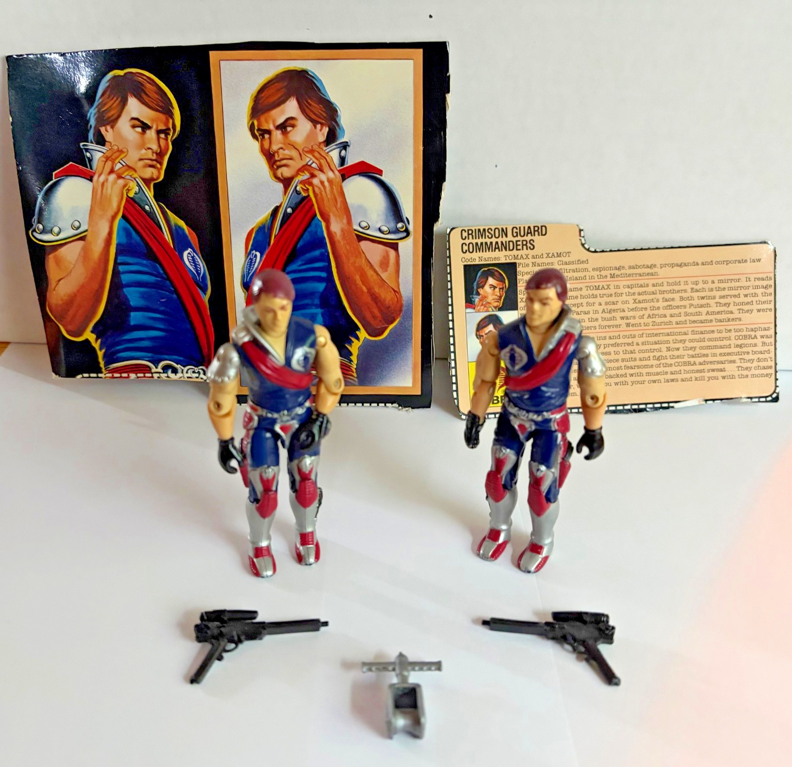 Gi Joe ARAH 1985 Tomax Xamot Crimson Twins 100% Complete (No String) w/Filecard