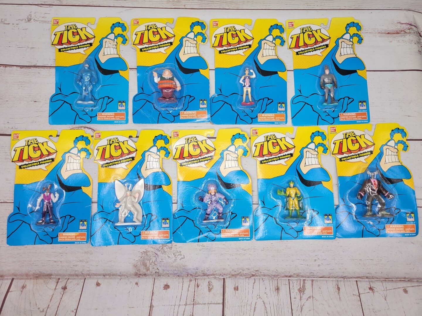Lot of 9 Bandai THE TICK 1994 Figures NIP Arthur American Maid Dean Human Bullet