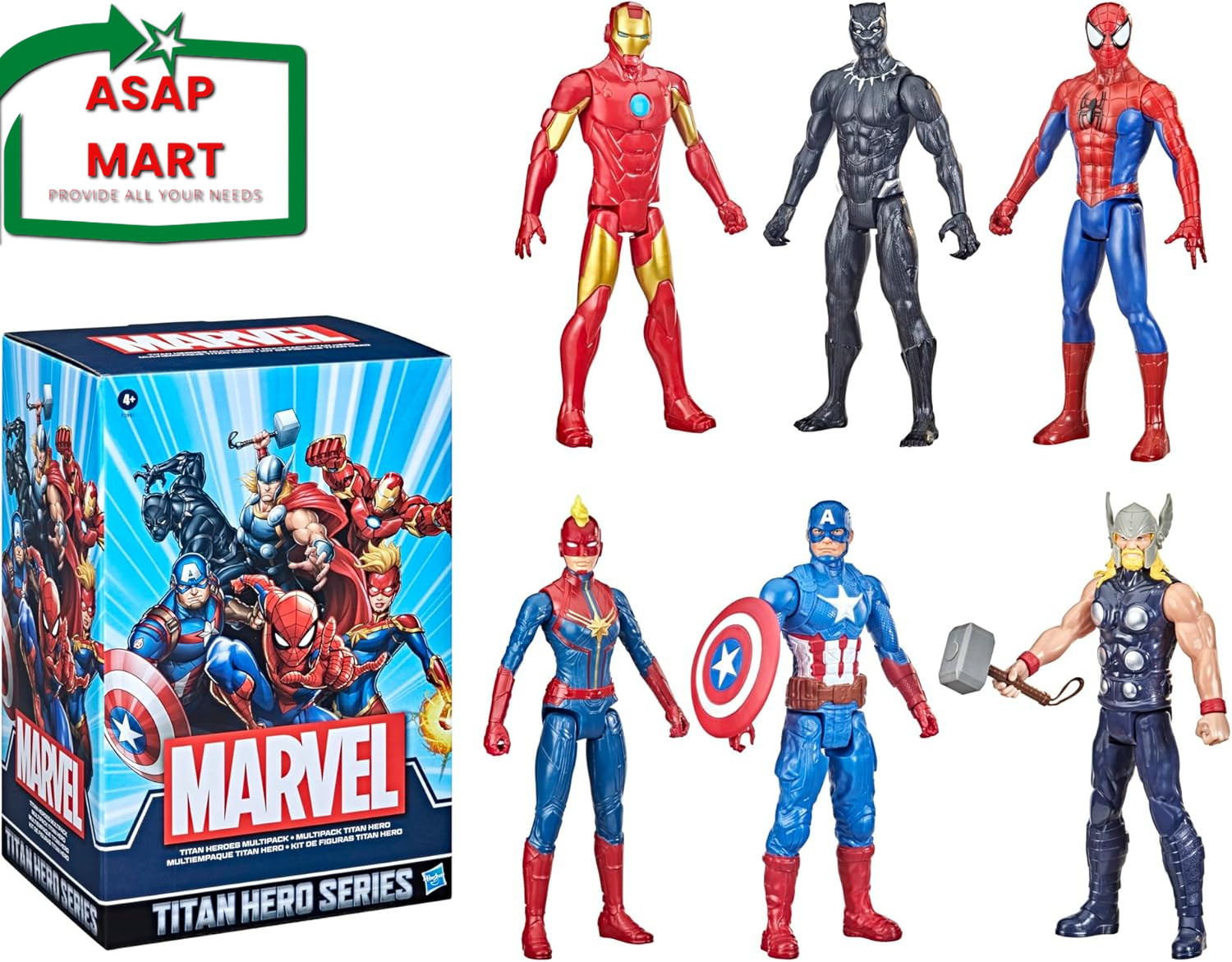 Marvel Titan Hero Series Action Figure Multipack, 6 Action Figures, 12-Inch Toys