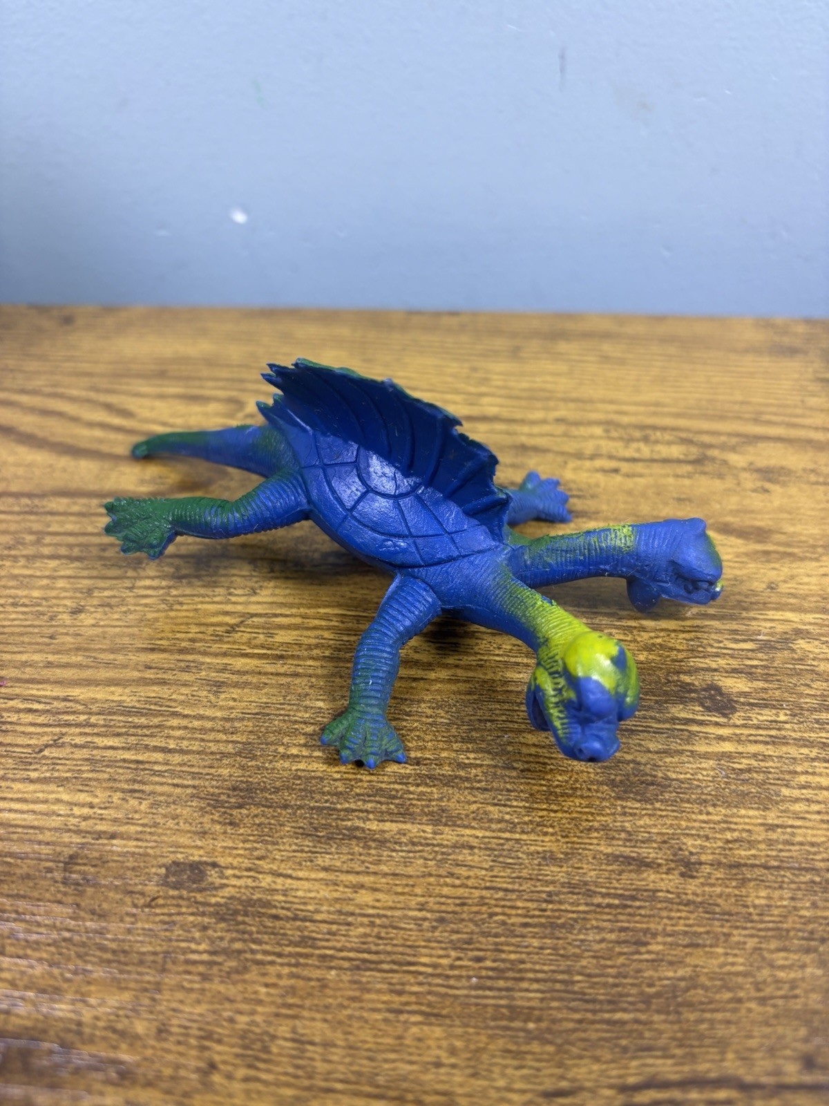 Dor Mei Double Headed Turtle Monster Figure Rubber Blue Green Fantasy Dragon