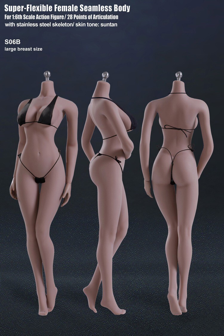 TBleague S06B 1/6 Woman Big Bust Suntan Flexible Seamless Action Figure Body Toy