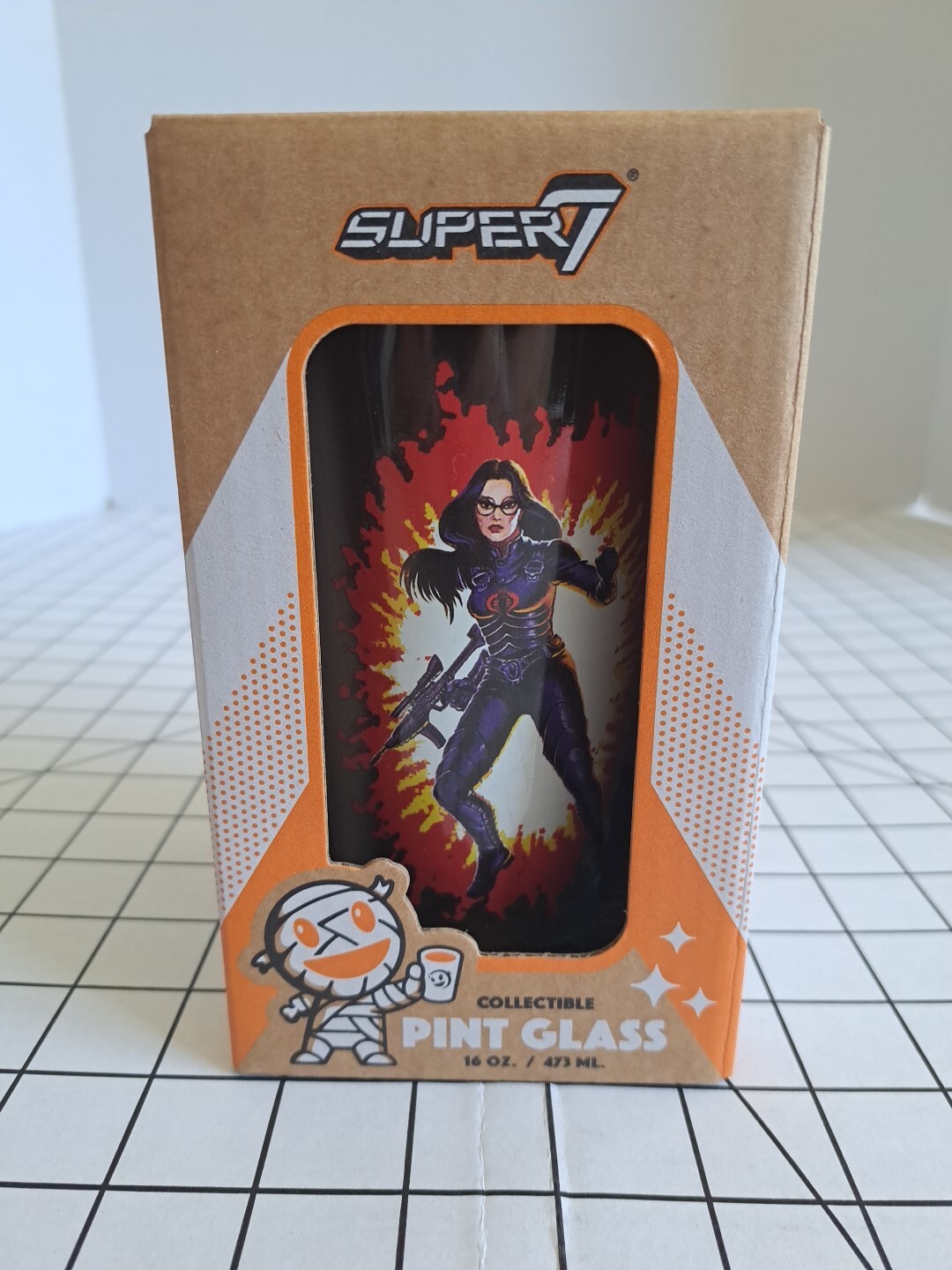 Super 7 Hasbro Drive-Thru Drinkware GI Joe Baroness 16 Oz Pint Glass NIB