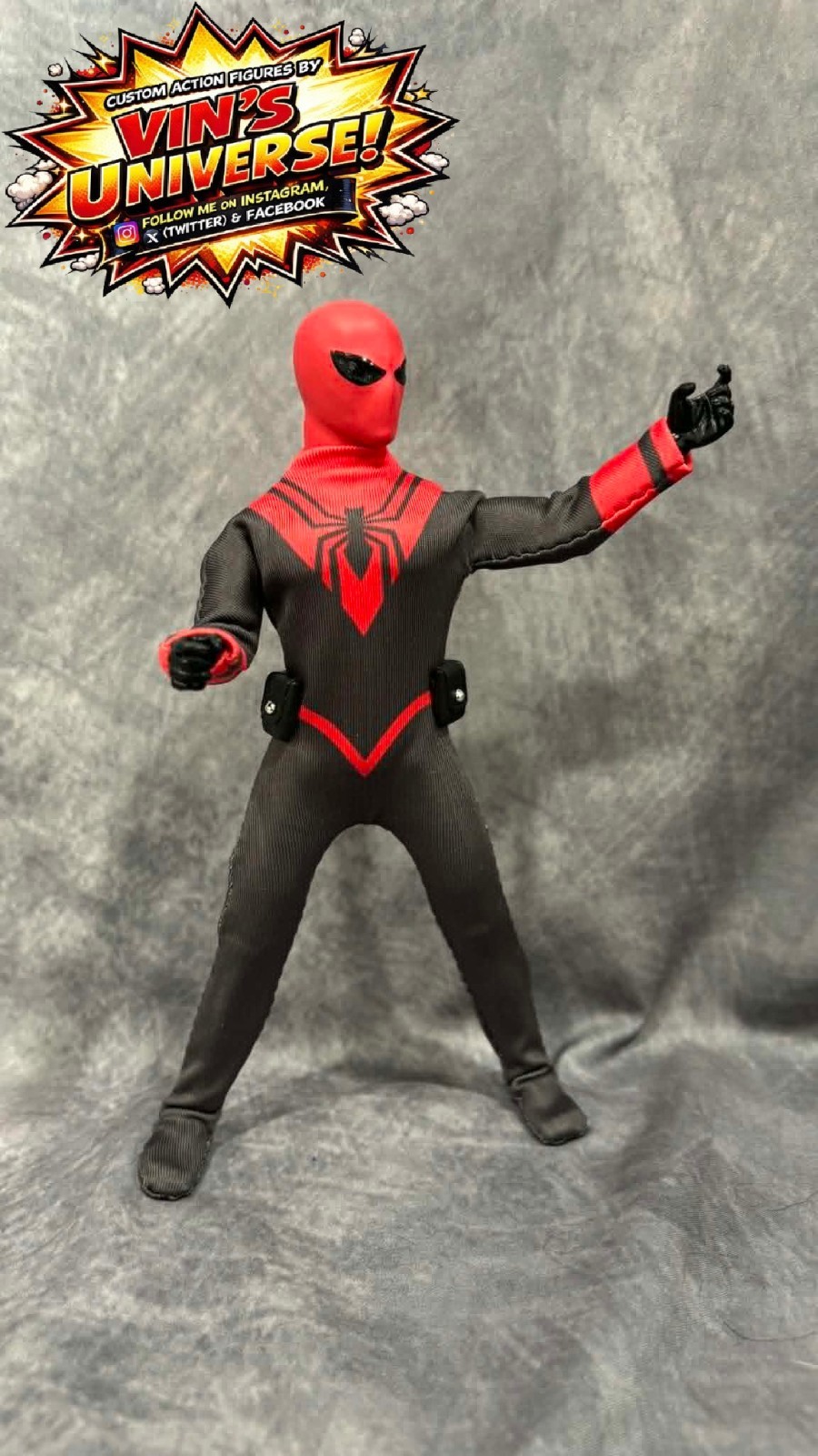 Custom 8&Prime; Mego Scale SpiderMan Assassin Peter Parker Action Figure & Display Box