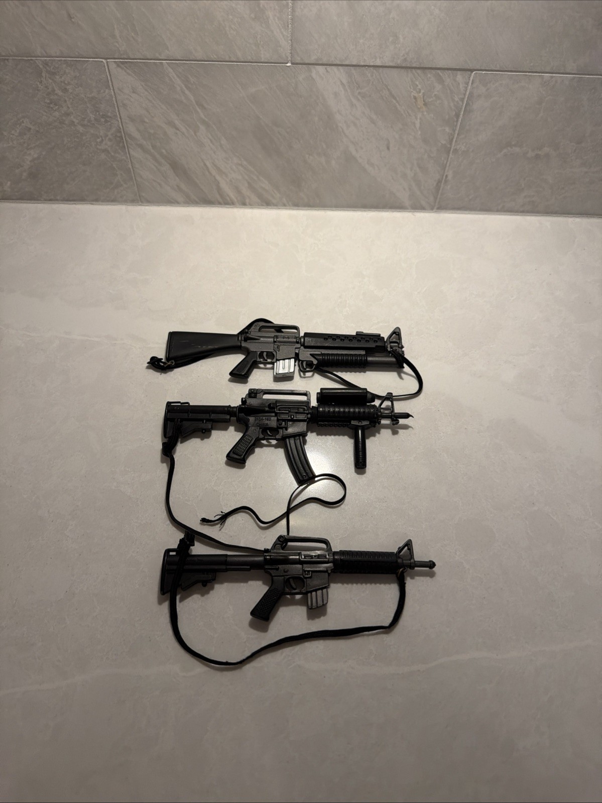 LOT Of 3 Broken GI Joe Style Rifles With Straps (Broken Barrels)