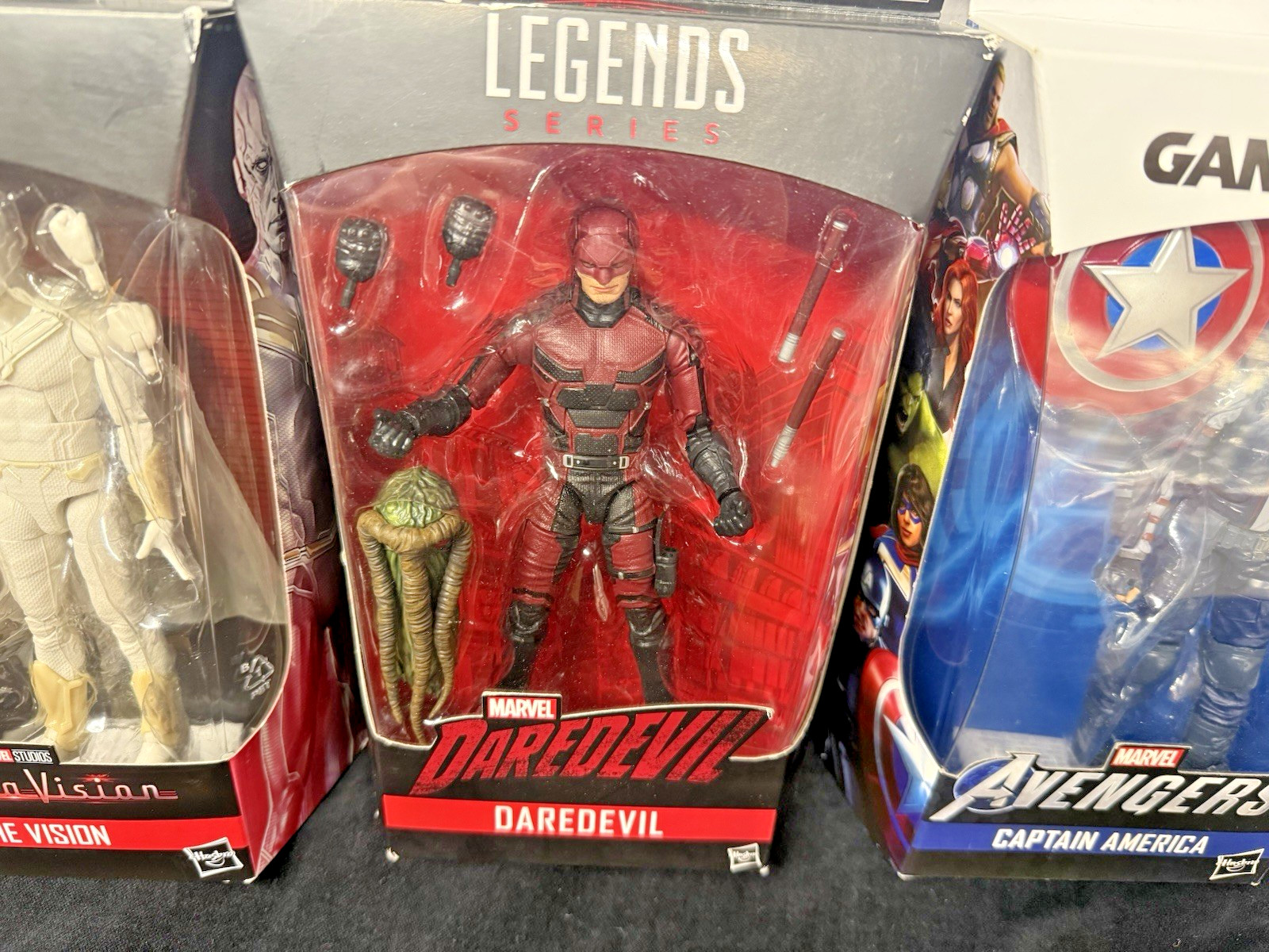 Marvel Legends BAF (4) Lot Daredevil (Defenders) Vision. Capt America Mysterio