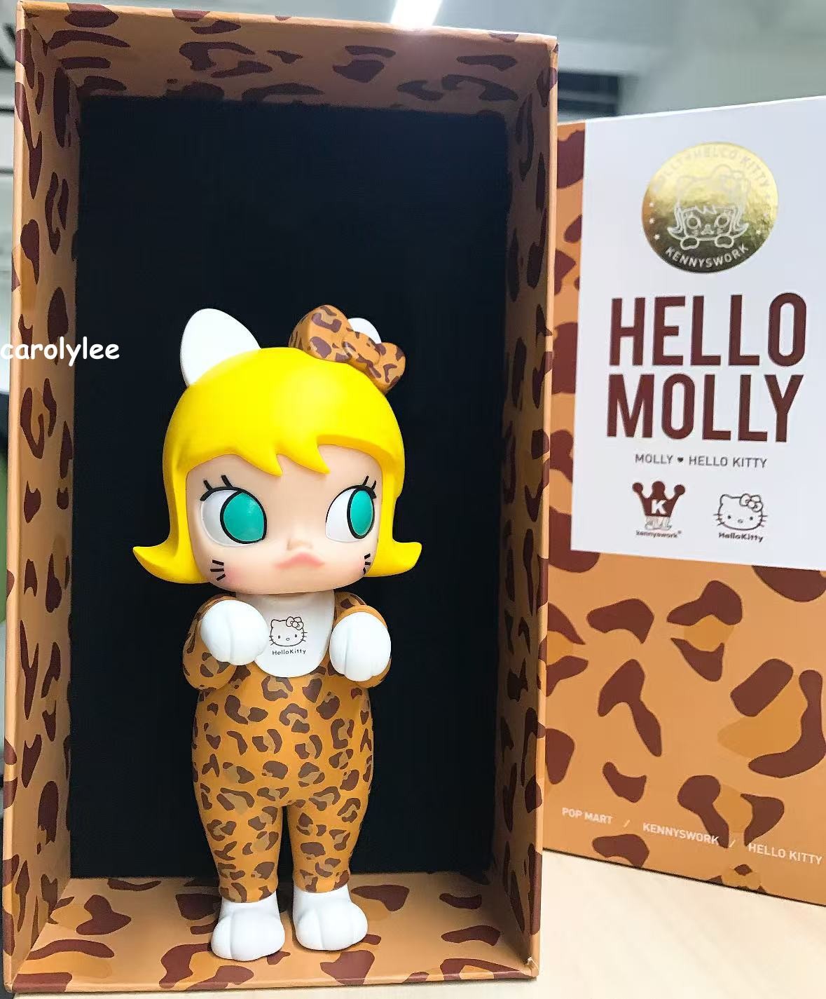 Authentic Kennyswork Molly Hello Kitty Figure Classic Brown Leopard Print