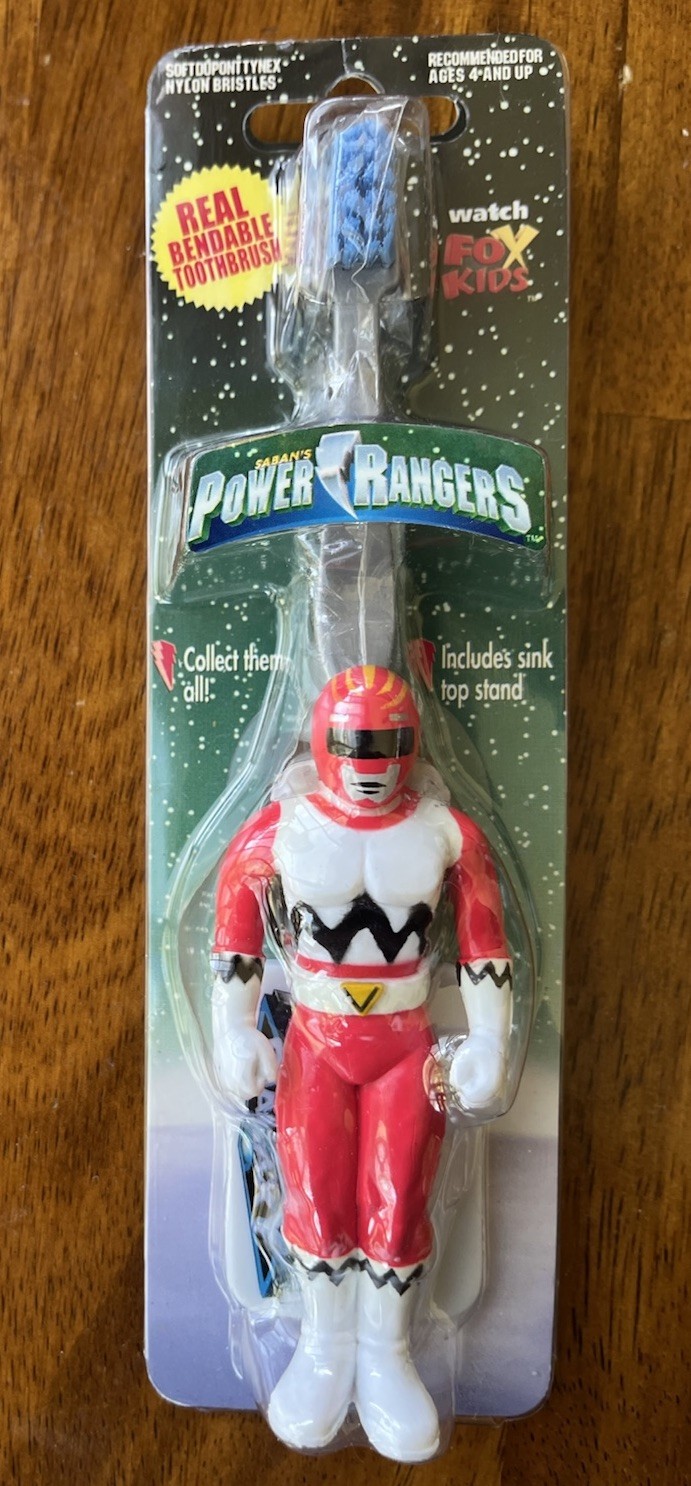 SEALED Power Rangers Action Figure Toothbrush Red Ranger Fox Kids 1998 Saban’s