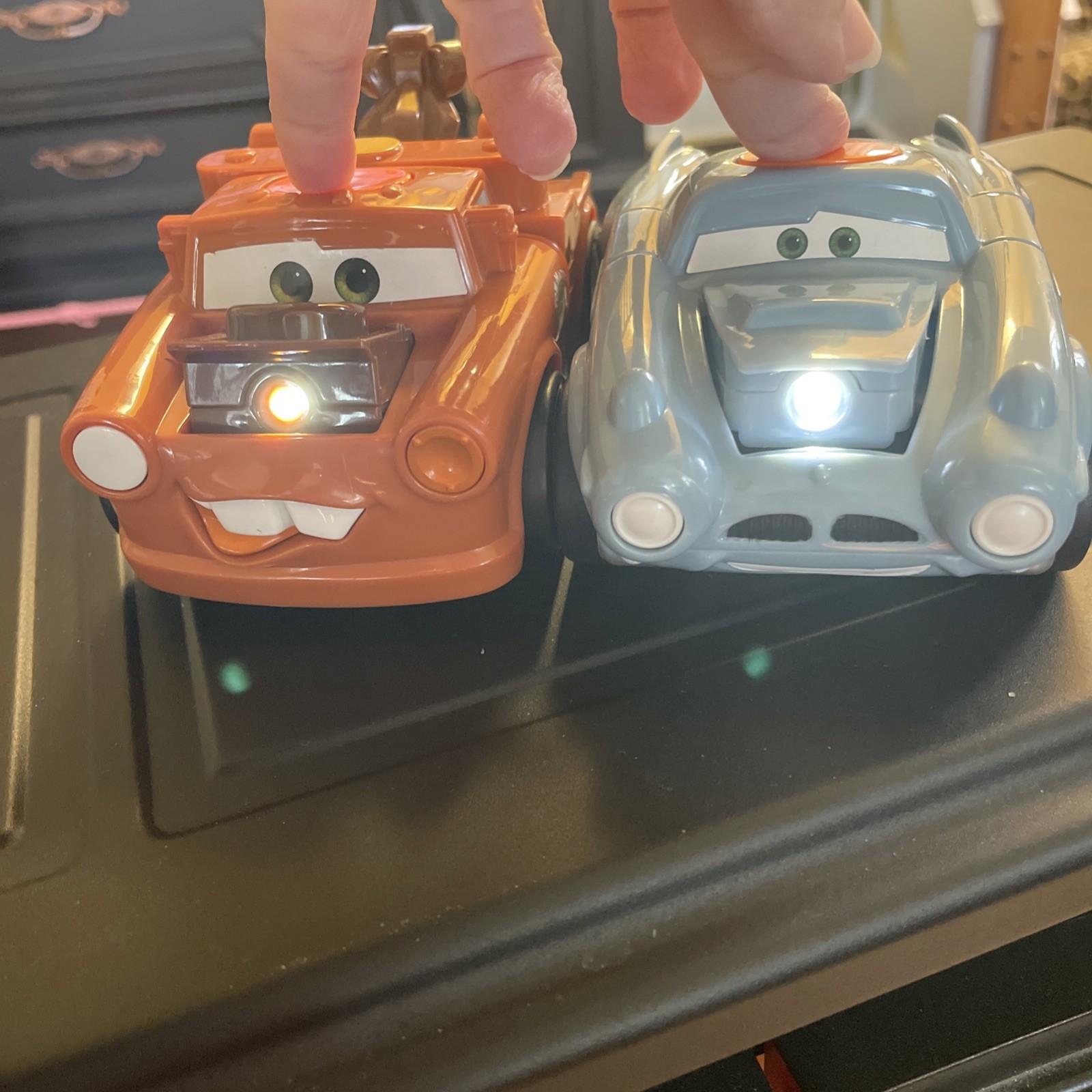 Disney Pixar Cars 2 Fisher Price Talking Light Finn McMissile And Tow Mater 2010