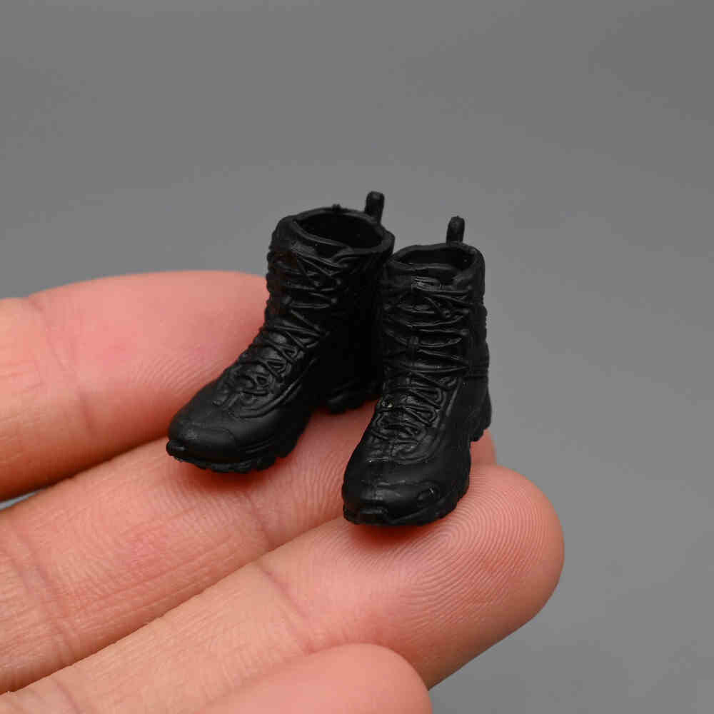 1/12 Black Casual Solid Boots Shoes Model Fit 6 » Female Action Figue Body Toy