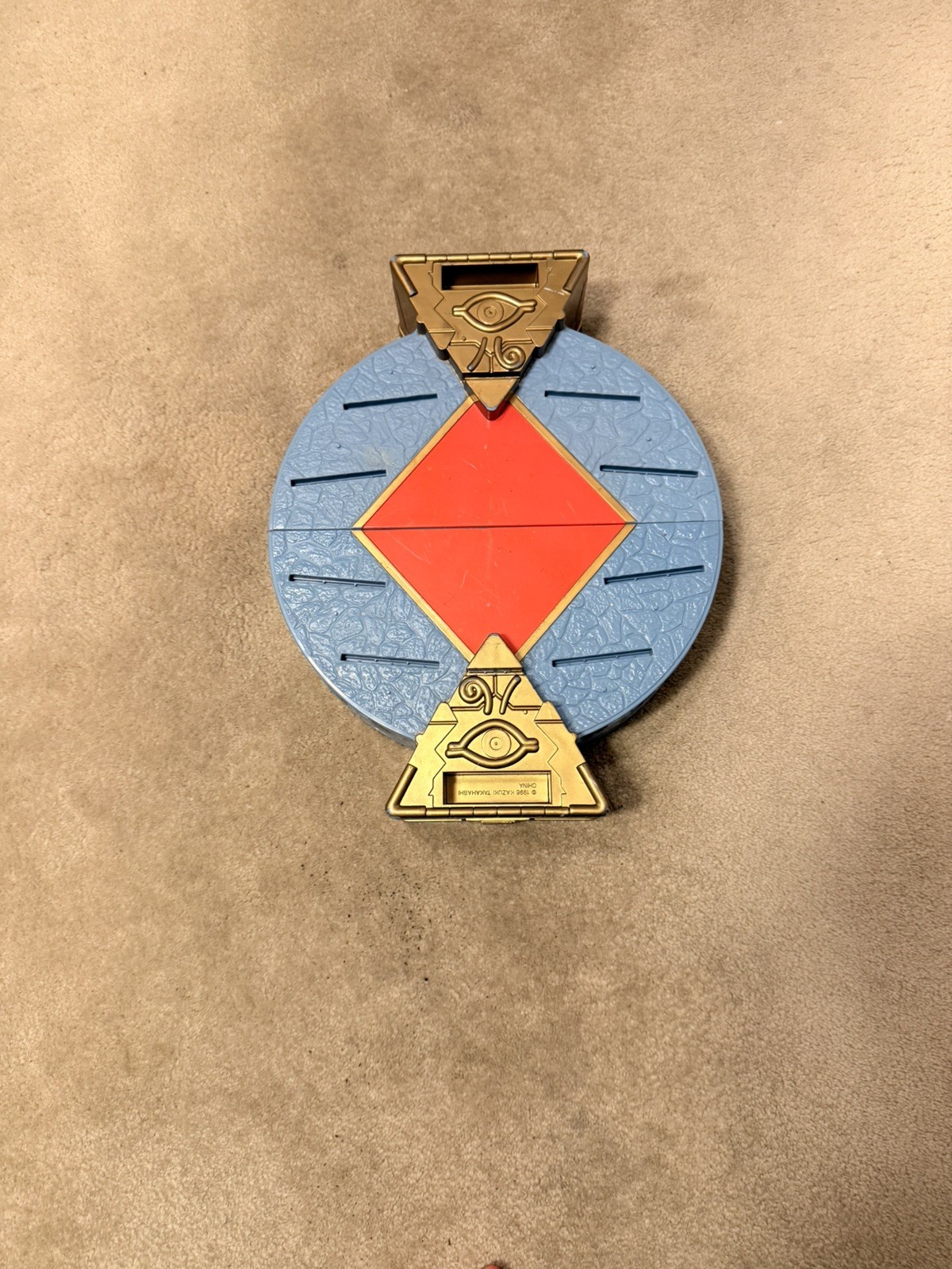 Vintage Yugioh Arena Carrying Case. About 7” In Diameter. Red, Gold & Gray Color