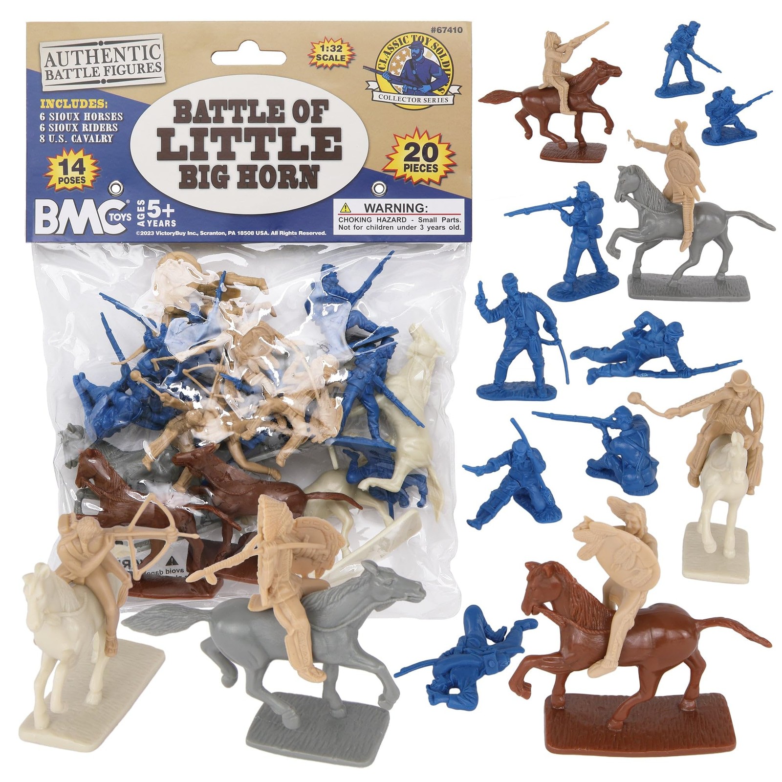 BMC CTS Battle of Little Big Horn Plastic Army Men – 20pc Sioux & Cavalry Figure