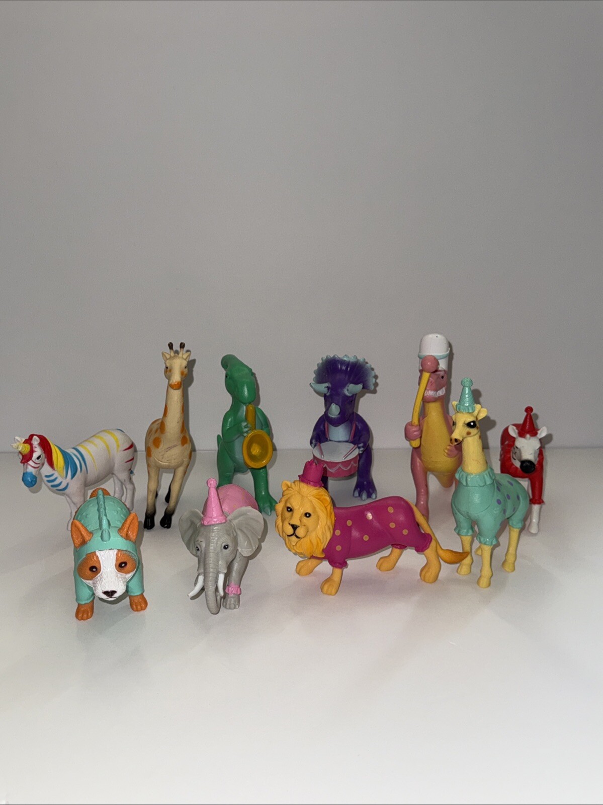 Ankyo Target Party Animal Figures Lot Of 10 Zebra Lion Dino Unicorn Giraffe Dog