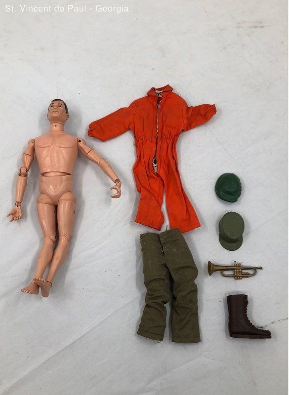 VTG 1964 12&Prime; Hasbro Gi Joe Figure Made In USA W/ Jumpsuit Beret Cap & Pants Read