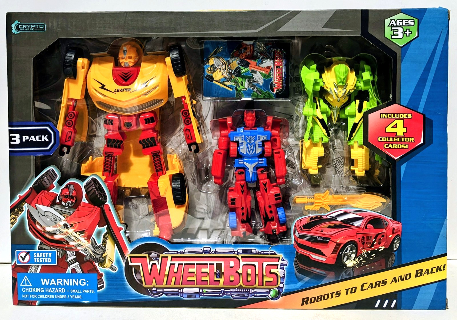 WheelBots – 3-Pack – Transforming Robots to Cars – Action Figures – New