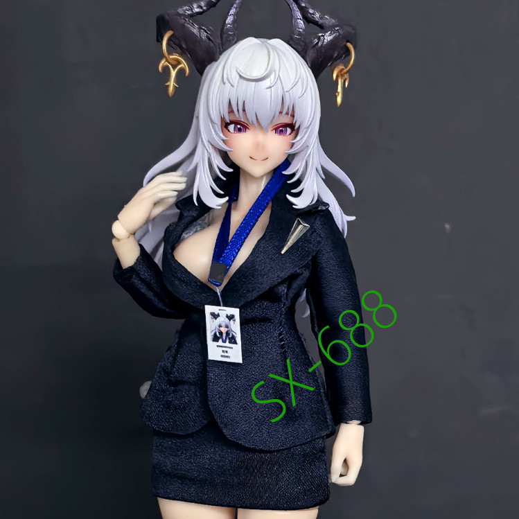 for 6&Prime; Snail Shell Eileen Action Figure1/12 Navy Suit & Pencil Skirt Outfit