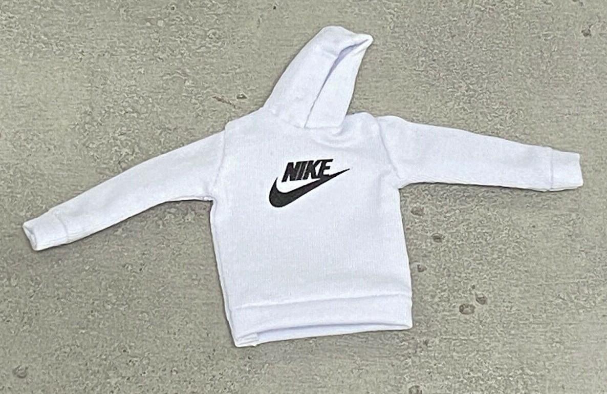 OZ-SS-NK-WHT: 1/12 white Swoosh hoodie for 6&Prime; Slim action figure body
