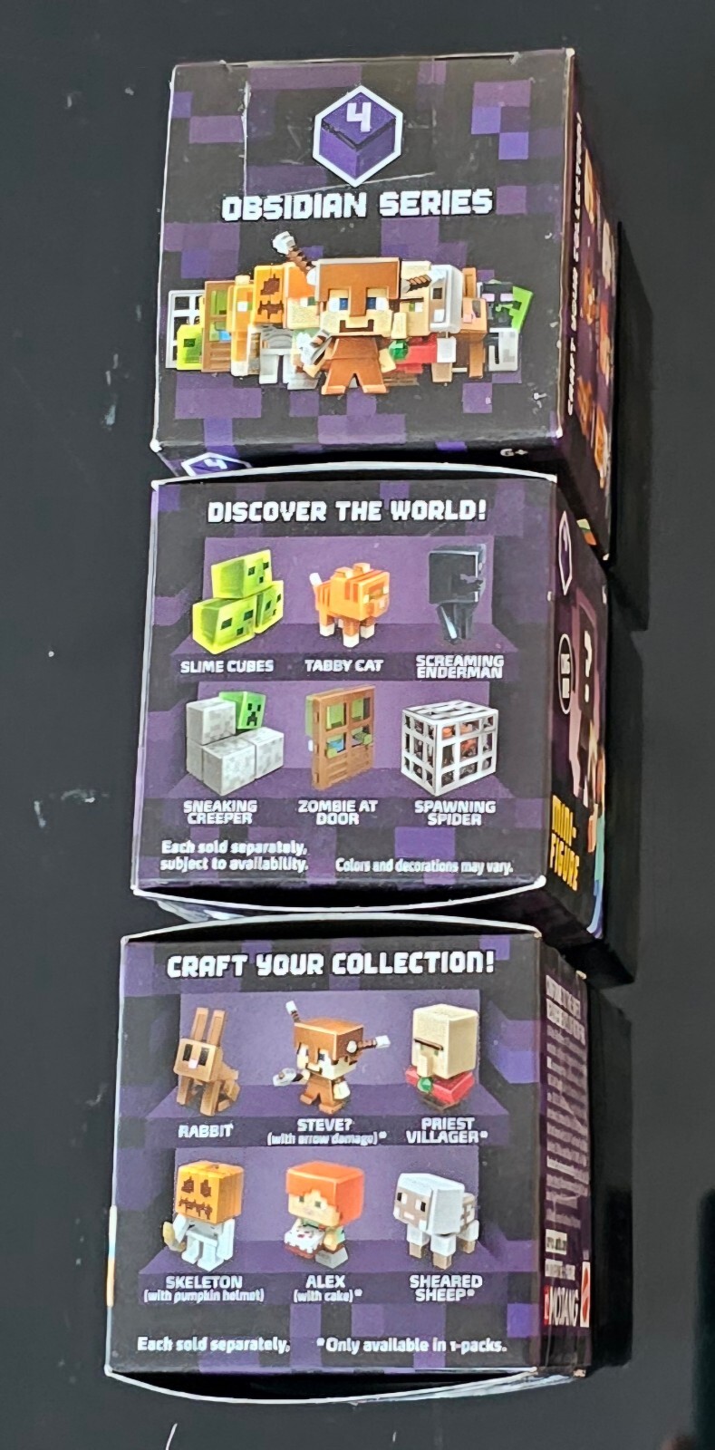 3 Blind Boxes Mojang Mattel Minecraft Obsidian Minifigures  3 Mini Figures