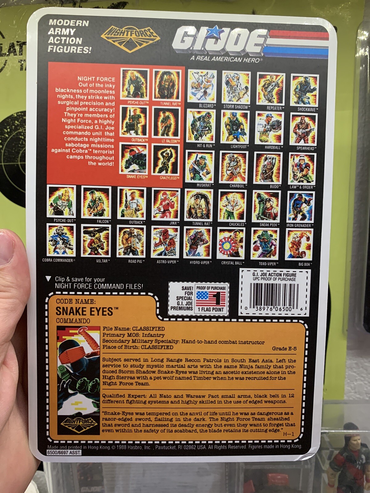 Arah Cobra 1988 Style Night Force V2 Snake Eyes Beautiful Lot Mint Card Moc L@@k