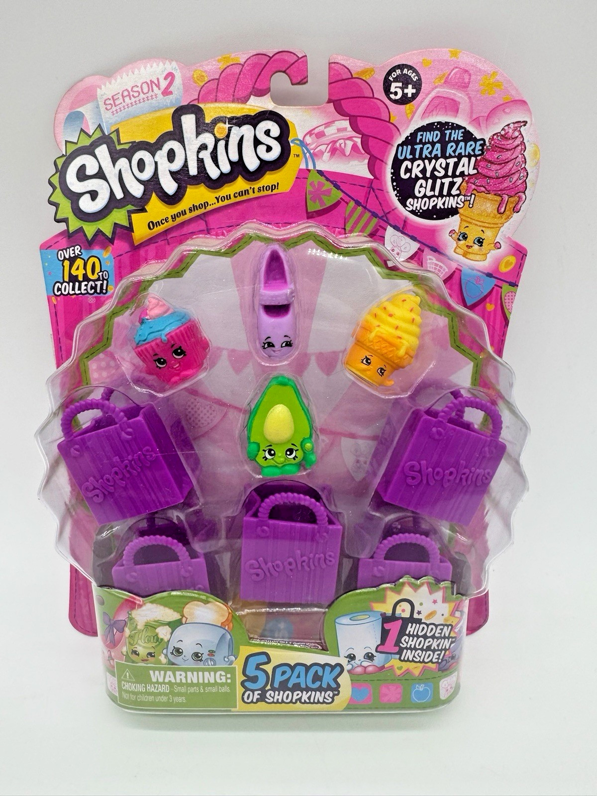 NEW Shopkins Season 2 (5-Pack) Find Ultra Rare Crystal Glitz – 1 Hidden Shopkin!