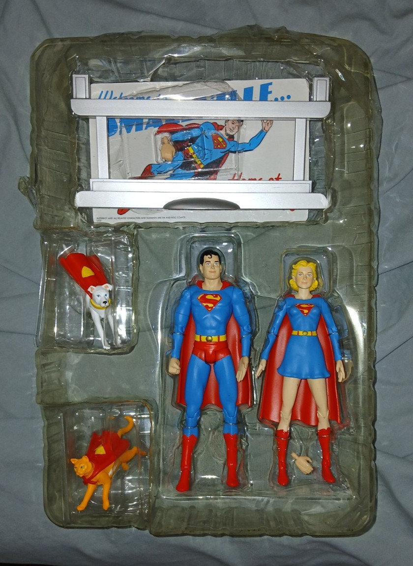 DC DIRECT SILVER AGE SUPERBOY & SUPERGIRL WITH KRYPTO & STREAKY 6&Prime; FIGURE SET