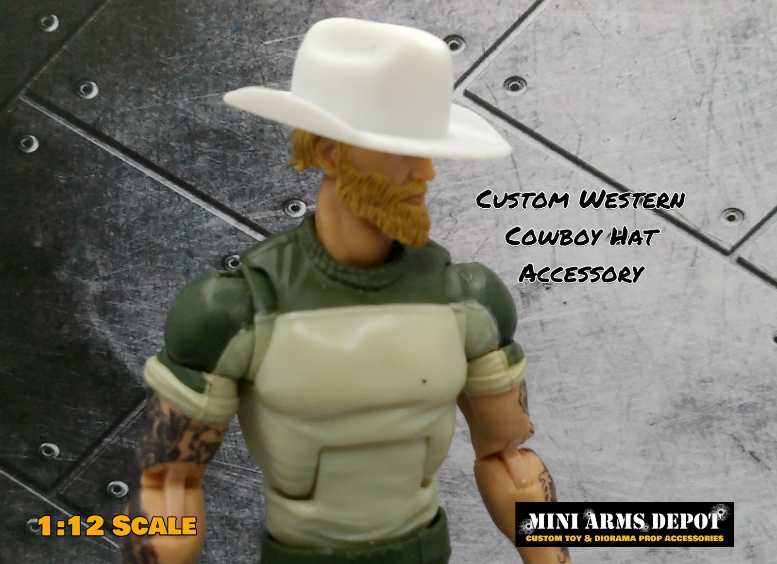 Custom 1:12 Scale Western Cowboy Hat Accessory for 6&Prime; Action Figures – MEDIUM