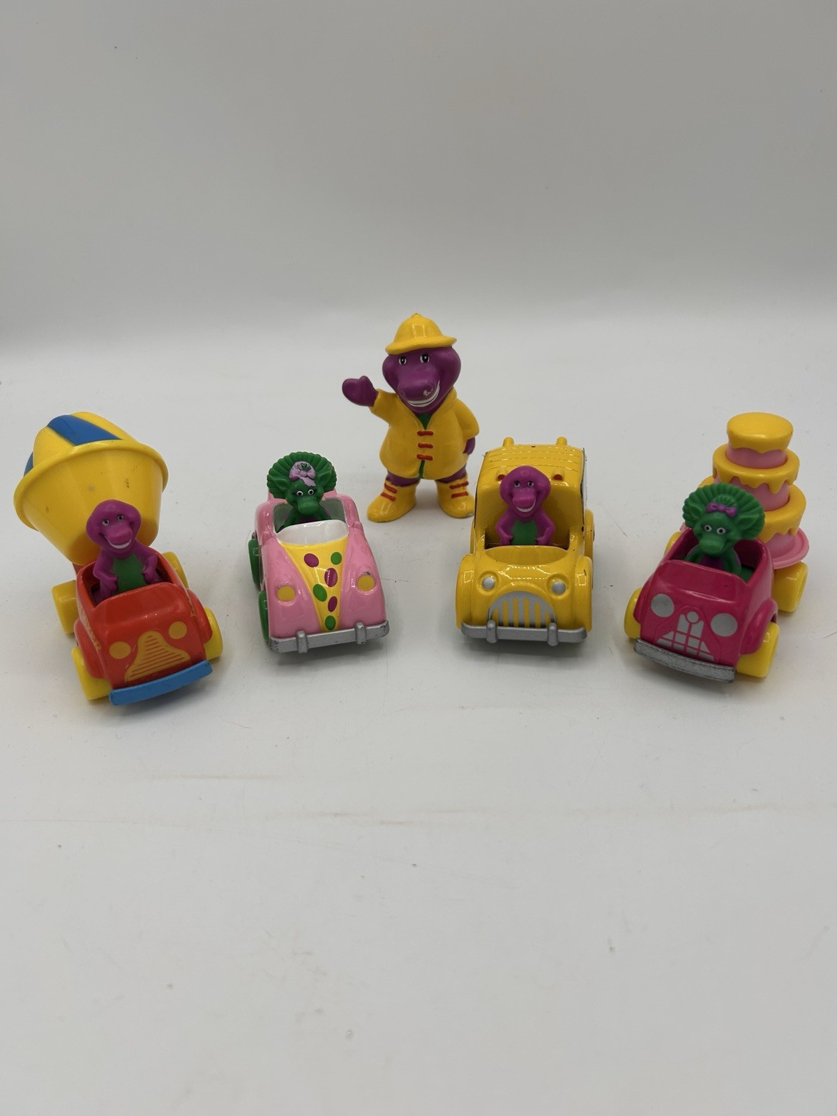 Vintage Barney and Friends Diecast Baby Bop 1993 & Cars Toy Lot Of 5