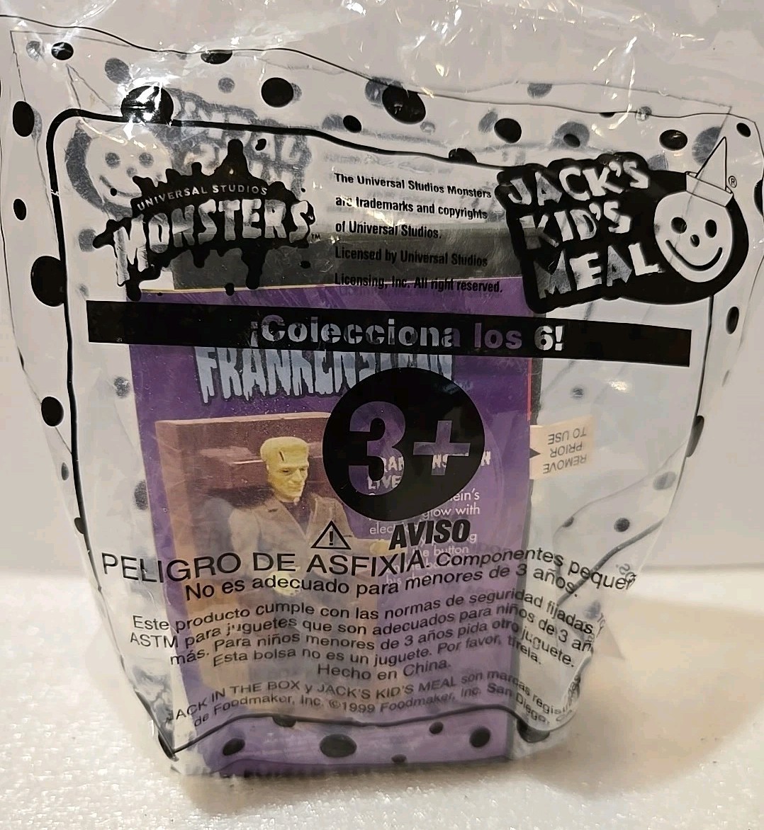 1999 Universal studios Monsters Jack&rsquo;s kids meal – FRANKENSTEIN – Sealed NIP