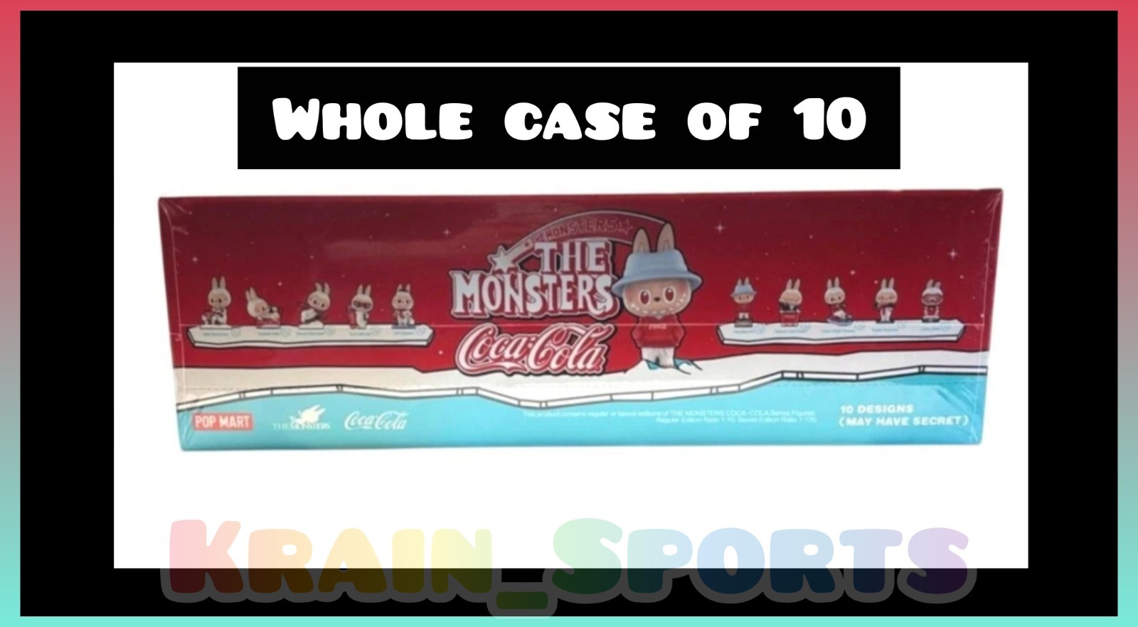 POP MART MONSTERS Labubu Coca Cola Sealed Blind Box Figures, WHOLE CASE OF 10