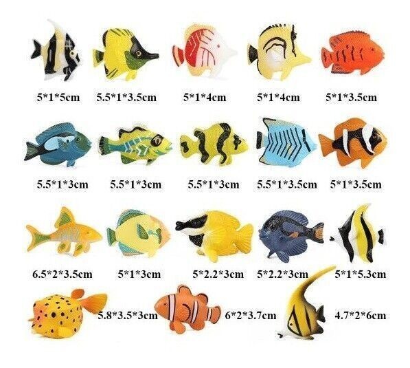 18pcs/set Mini Tropical Fish PVC Toy Aquarium Fish Action Figure Kids Gift
