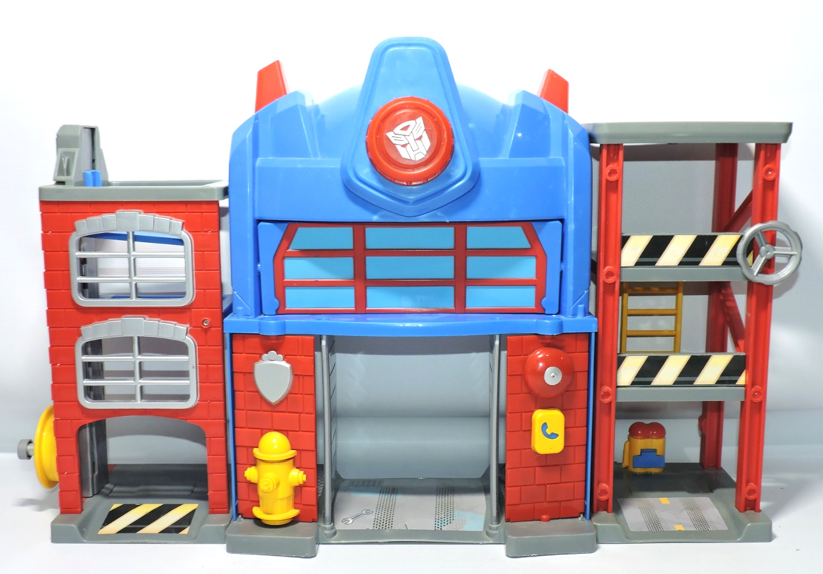 Transformers Rescue Robots Optimus Prime Fire Station Firehouse Toy Light Sounds