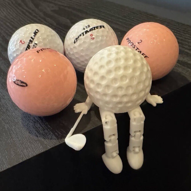 Golf Desk Decor – Golf Ball Buddy – Fun Golf Gift Golf Articulated Toy figurine