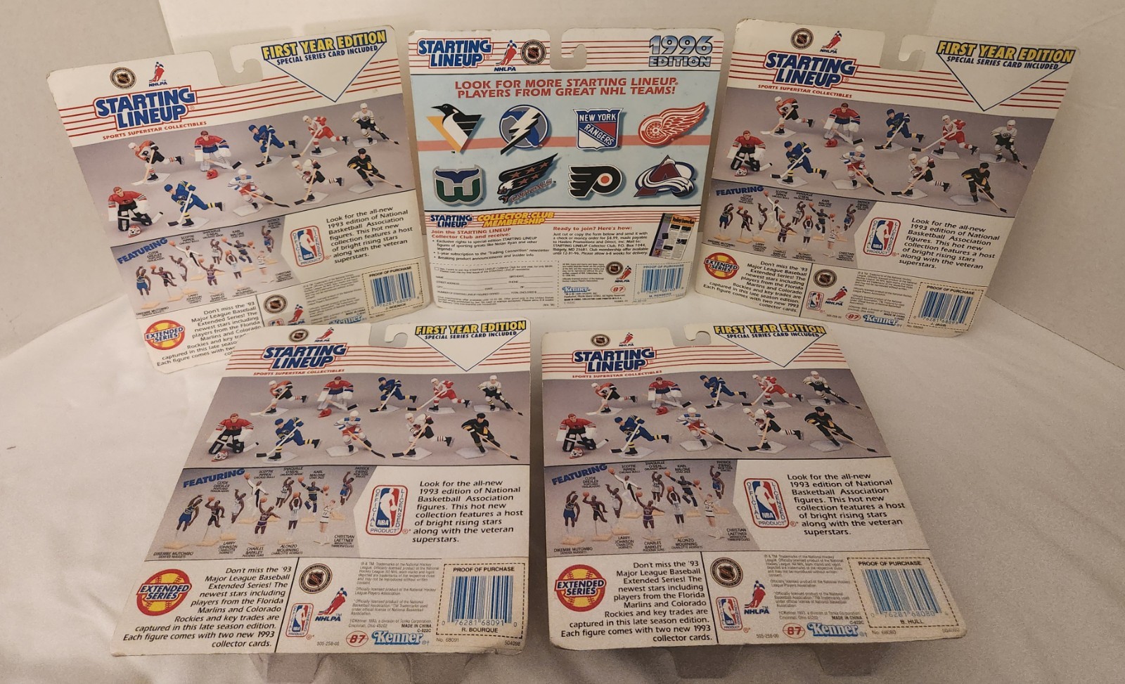 STARTING LINEUP HOCKEY FIGURES 5 ASSORTED PLAYERS (4) 1993 (1) 1996 SEE PHOTOS
