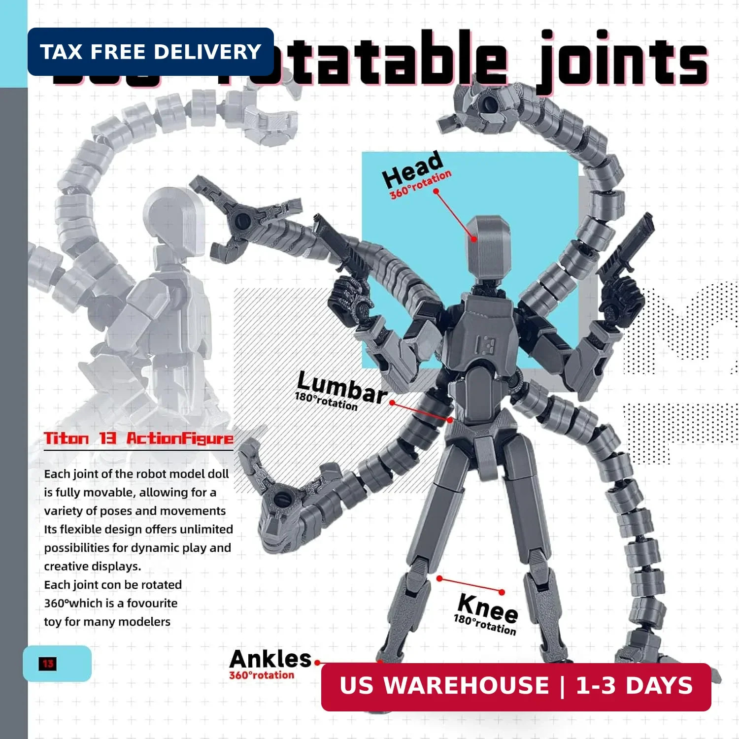 T13 Already Assembled Action Figure Accessories,T13 Multi-Jointed Movable,for Co