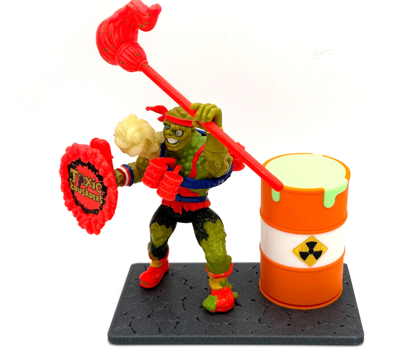 Toxic Crusaders STAND Sparkle Gray w /lighted toxic Glow in the Dark Barrel