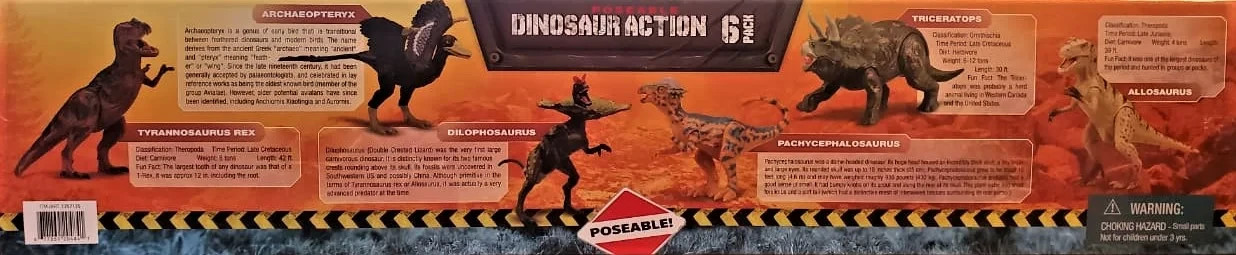 KID GALAXY POSEABLE 9-INCH DINOSAUR ACTION 6 PACK *NEW