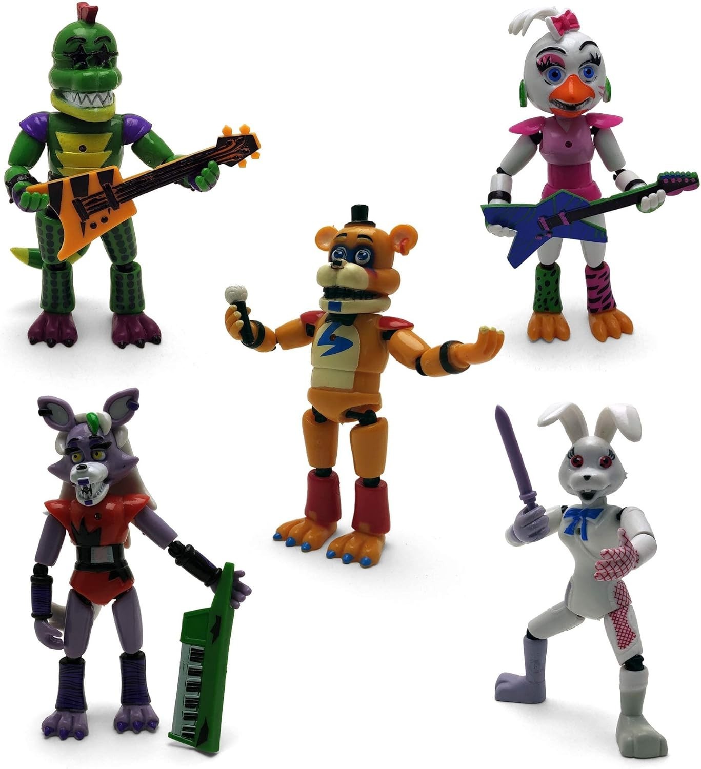 FNAF Security Breach 5-Piece Action Figure Set – Roxanne, Glamrock Crew & Vanny