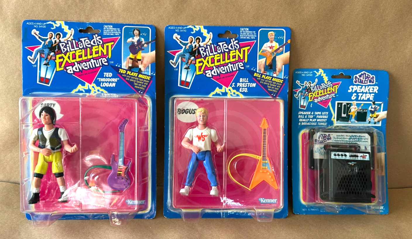Lot (3) Vintage 1991 Kenner BILL & Ted&rsquo;s Excellent Adventure Action Figure NOS