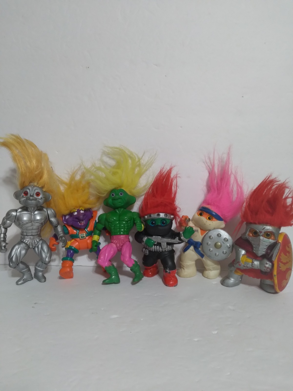 LOT OF 6 VINTAGE Novelty TROLL WARRIOR & NINJA TROLL Toy Figures Rare HTF 90s